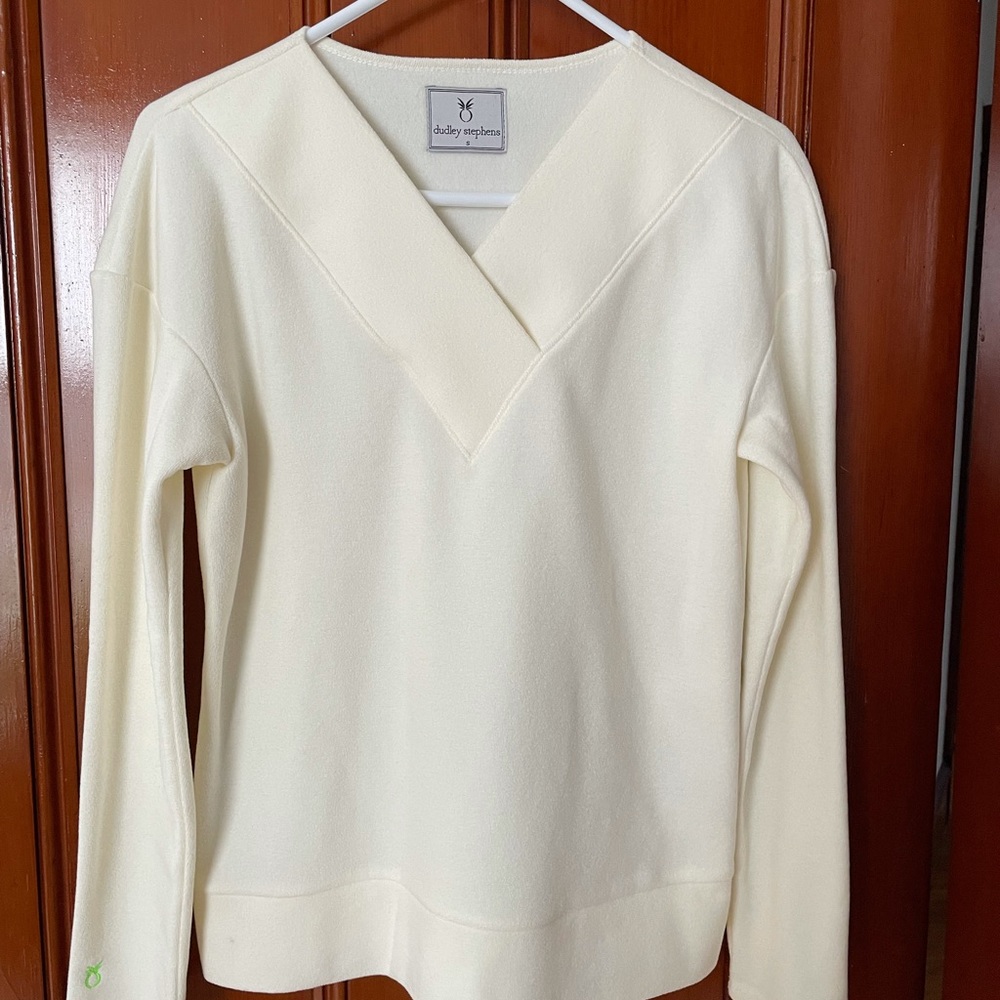 Dudley Stephens terry fleece off white Valley V-neck original style, size Small.